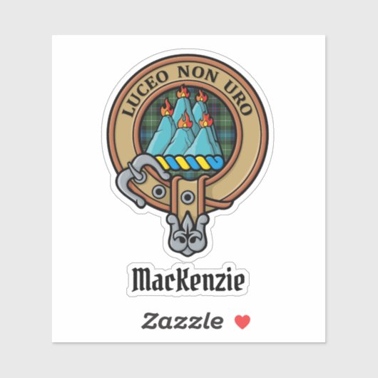 Clan MacKenzie Crest over Tartan Sticker (Vel)