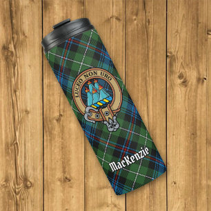 Clan MacKenzie Crest over Tartan Thermosbeker