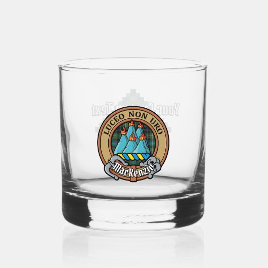 Clan MacKenzie Crest over Tartan Whisky Glas (Voorkant)
