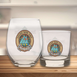 Clan MacKenzie Crest over Tartan Whisky Glas