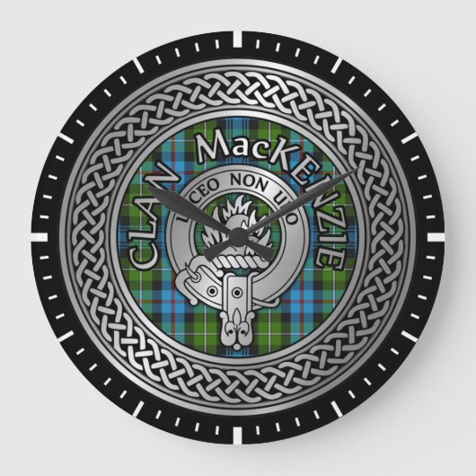 Clan MacKenzie Crest & Tartan Knot Grote Klok (Voorkant)