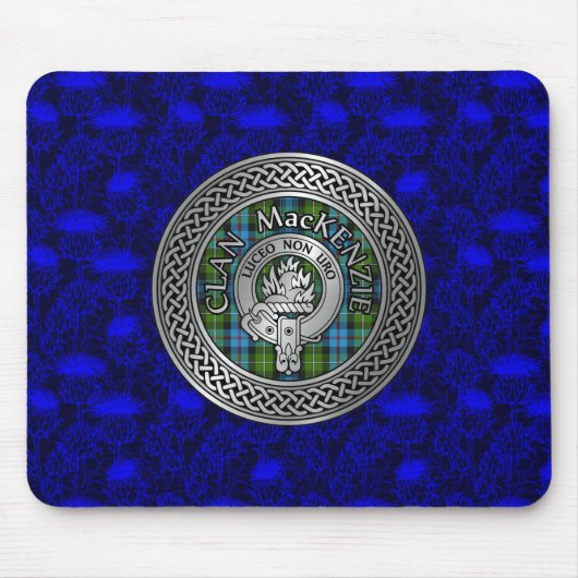 Clan MacKenzie Crest & Tartan Knot Muismat (Voorkant)