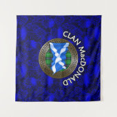 Clan MacKenzie Crest & Tartan Knot op Thistle Wandkleed (Voorkant (horizontaal))
