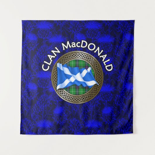 Clan MacKenzie Crest & Tartan Knot op Thistle Wandkleed (Voorkant)