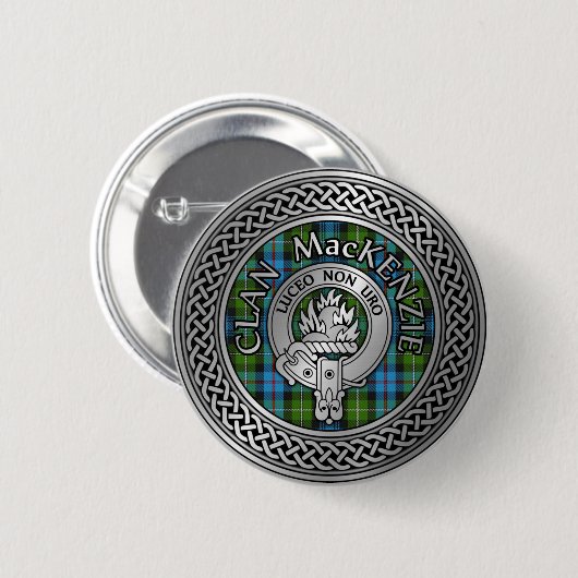 Clan MacKenzie Crest & Tartan Knot Ronde Button 5,7 Cm (Voorkant /achterkant)
