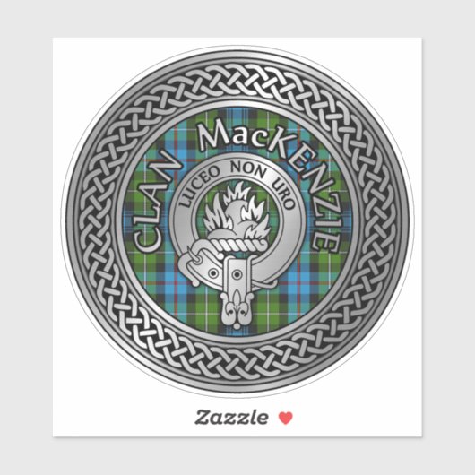 Clan MacKenzie Crest & Tartan Knot Sticker (Vel)
