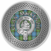 Clan MacKenzie Crest & Tartan Knot Sticker (Voorkant)