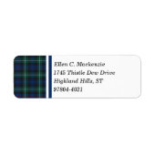 Clan Mackenzie Donkerblauw en Groen Schots Tartan Etiket (Voorkant)