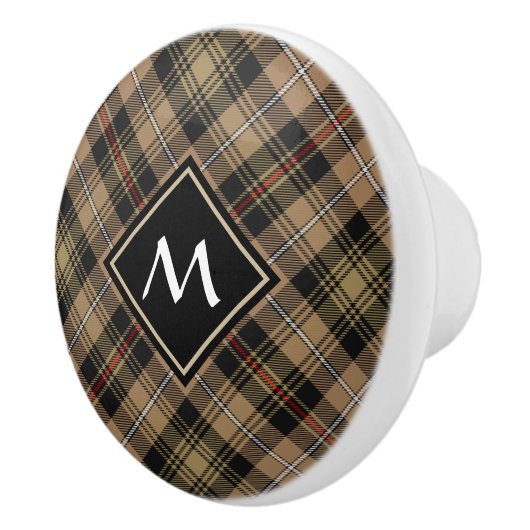 Clan MacKenzie Hunting Brown Tartan Ceramic Knob Keramische Knop (Rechts)