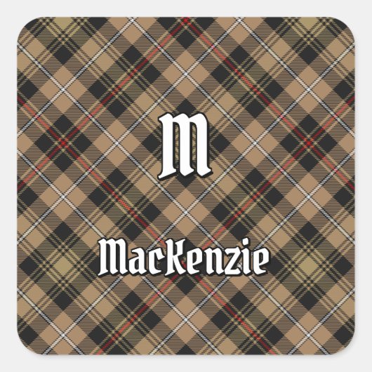 Clan MacKenzie Hunting Brown Tartan Square Sticker (Voorkant)