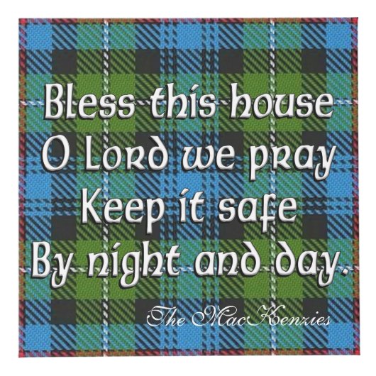 Clan MacKenzie Tartan House Blessing Kubus (Voorkant)