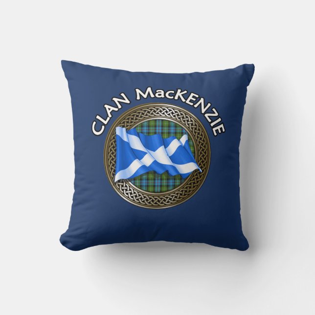 Clan MacKenzie Tartan Knot & Flag Kussen (Voorkant)
