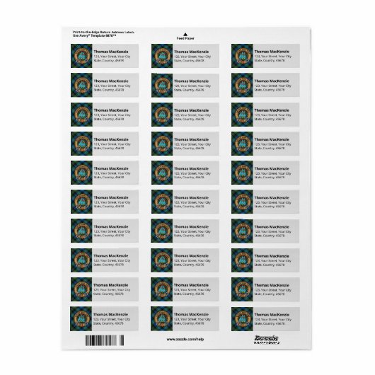 Clan MacKenzie Tartan Label (Full Sheet)