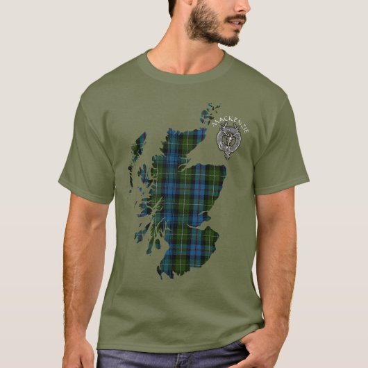 Clan MacKenzie Tartan Map & Crest T-shirt (Voorkant)
