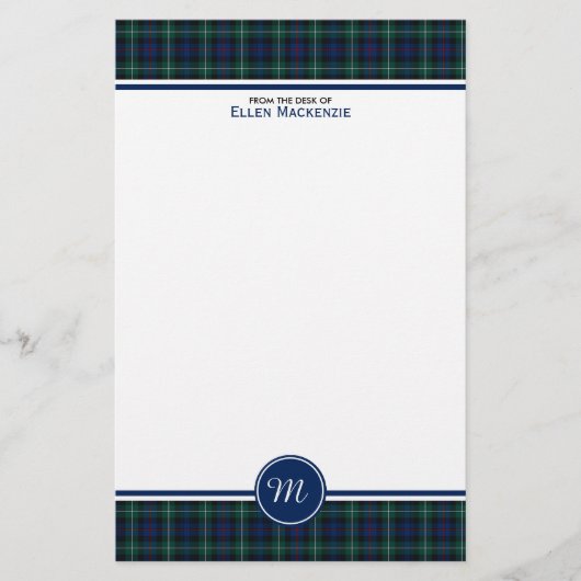 Clan Mackenzie Tartan Monogram briefpapier (Voorkant)