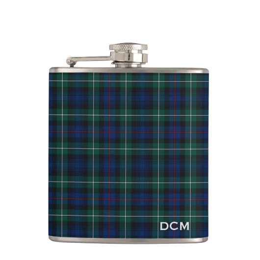 Clan Mackenzie Tartan Monogram Heupfles (Voorkant)