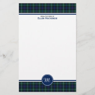 Clan Mackenzie Tartan Monogram Stationery Briefpapier