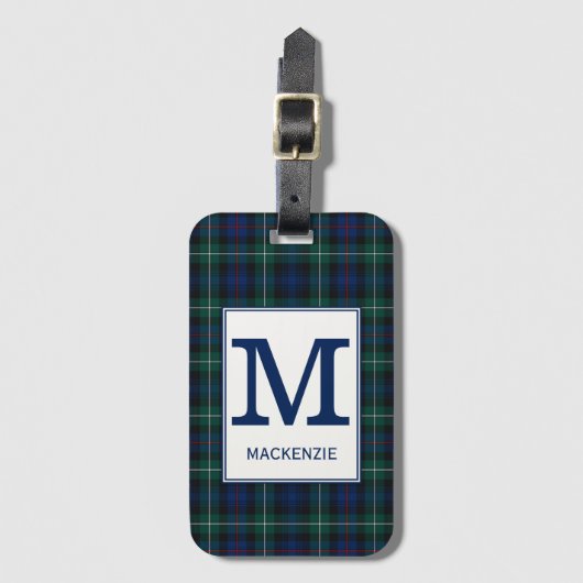 Clan Mackenzie Tartan Monogrammed Bagagelabel (Voorkant (verticaal))
