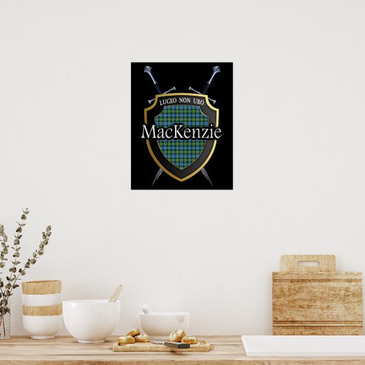Clan MacKenzie Tartan Scottish Shield & Swords Poster (Keuken)