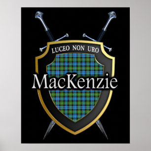 Clan MacKenzie Tartan Scottish Shield & Swords Poster