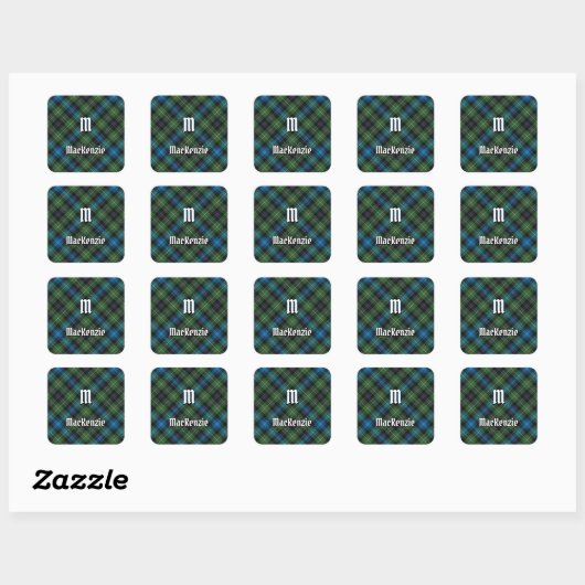 Clan MacKenzie Tartan Square Sticker (Vel)