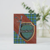 Clan MacKenzie Tartan Sword & Shield Briefkaart (Staand voorkant)