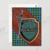 Clan MacKenzie Tartan Sword & Shield Briefkaart (Voorkant / Achterkant)