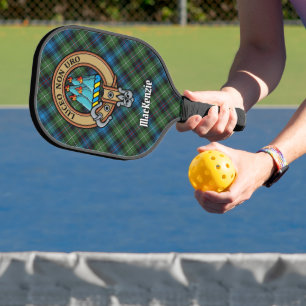 Clan MacKenzie-wapen op Schotse plaid sleutelhange Pickleball Paddle