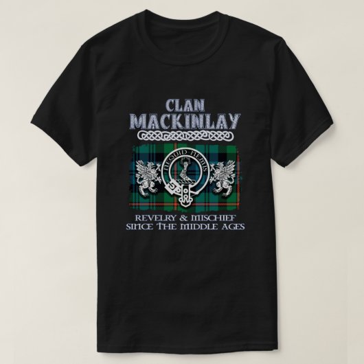 Clan MacKinlay kuif Schotse clans Schotse surna T-shirt (Design voorkant)