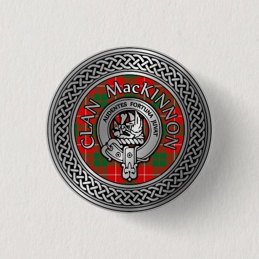 Clan MacKinnon Crest & Tartan Knot Button (Voorkant)