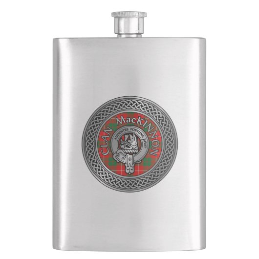 Clan MacKinnon Crest & Tartan Knot Flask Flacon (Voorkant)