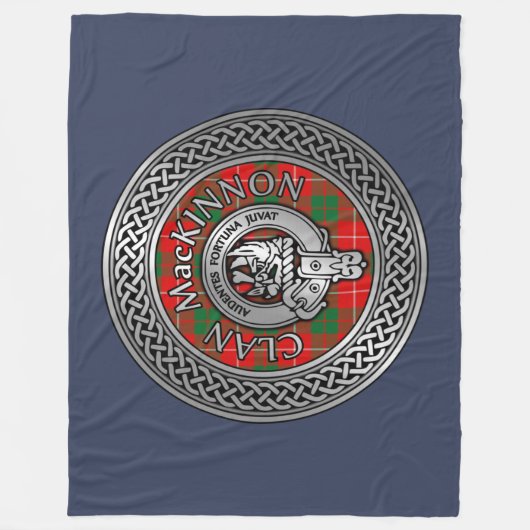 Clan MacKinnon Crest & Tartan Knot Fleece Blanket (Voorkant)