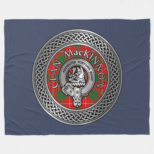Clan MacKinnon Crest & Tartan Knot Fleece Blanket (Voorkant (Horizontaal))