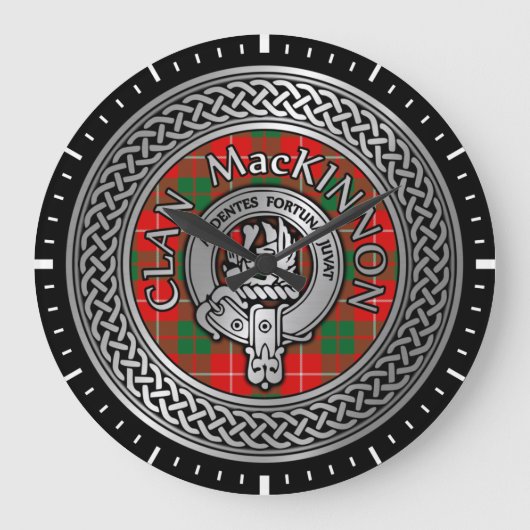 Clan MacKinnon Crest & Tartan Knot Large Clock Grote Klok (Voorkant)