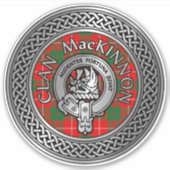 Clan MacKinnon Crest & Tartan Knot Sticker (Voorkant)