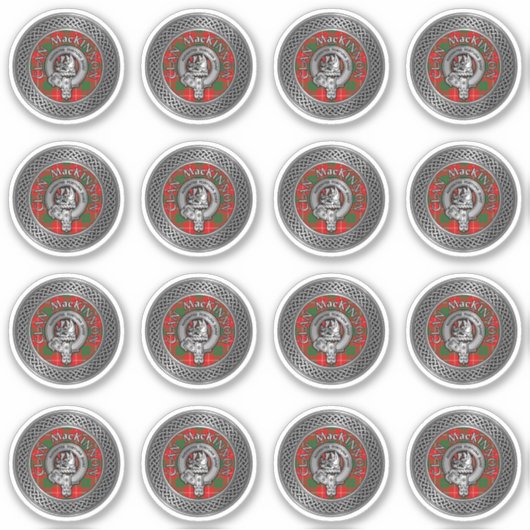 Clan MacKinnon Crest & Tartan Knot Sticker (Voorkant)
