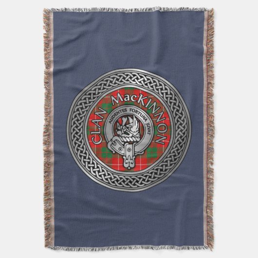 Clan MacKinnon Crest & Tartan Knot Throw Blanket Deken (Voorkant Verticaal)