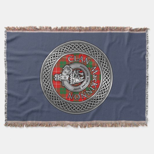 Clan MacKinnon Crest & Tartan Knot Throw Blanket Deken (Voorkant)