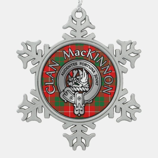 Clan MacKinnon Crest & Tartan Tin Sneeuwvlok Ornament (Voorkant)