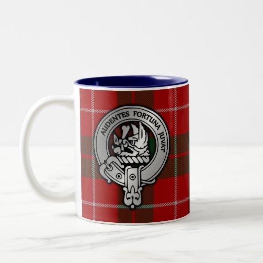 Clan MacKinnon Crest & Tartan Tweekleurige Koffiemok (Links)