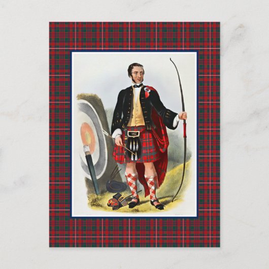 Clan MacKinnon  Illustratie Tartan Lijst Briefkaart (Voorkant)