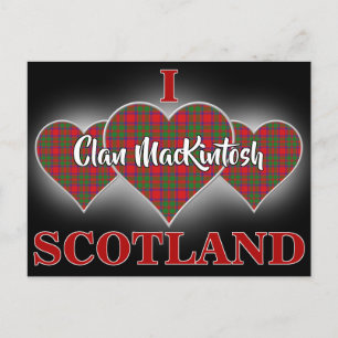 Clan MacKintosh I Love Scotland Tartan Hart Briefkaart