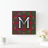 Clan MacKintosh MacIntosh Letter M Monogram Tartan Vierkante Klok (Huis)