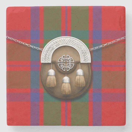 Clan MacKintosh Tartan en Sporran Stenen Onderzetter (Voorkant)
