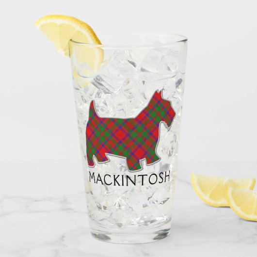 Clan MacKintosh Tartan Scottie Dog Glas (Voorkant ijs)
