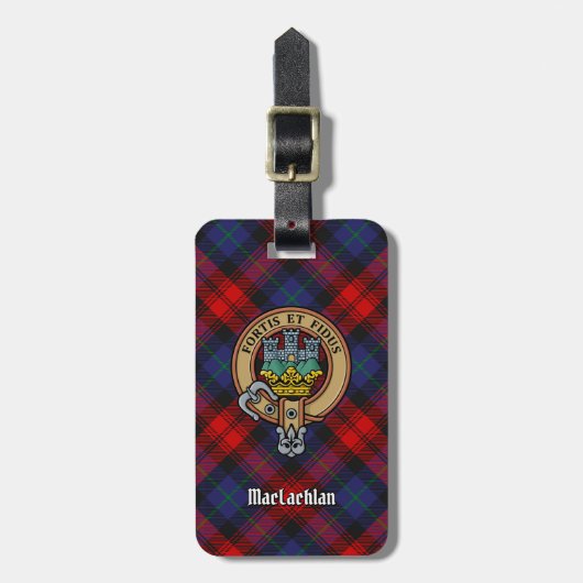 Clan MacLachlan Crest over Tartan Bagagelabel (Voorkant verticaal)