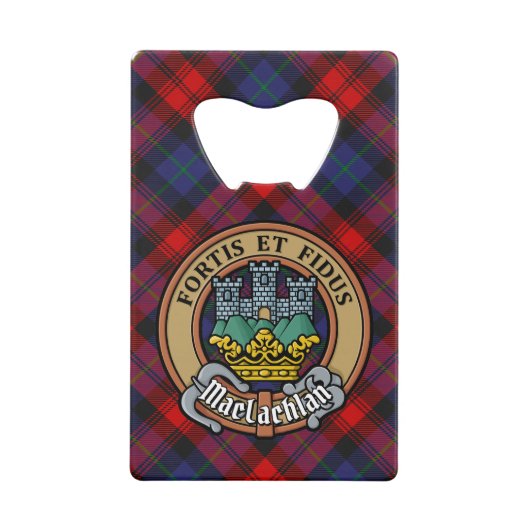 Clan MacLachlan Crest over Tartan Creditkaart Flessenopener (Voorkant)