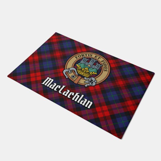 Clan MacLachlan Crest over Tartan Deurmat (Schuin)