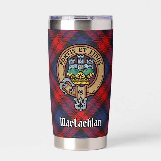 Clan MacLachlan Crest over Tartan Geïsoleerde Drinkbeker (Voorkant)