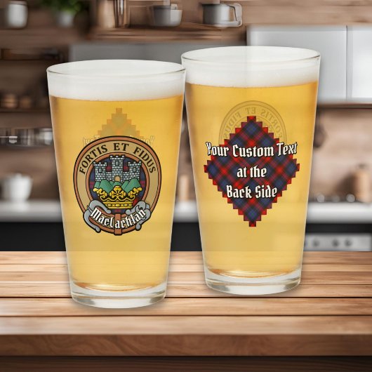 Clan MacLachlan Crest over Tartan Glas